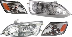 Headlight Kit for 2000-2001 Lexus ES300, Right (Passenger) and Left (Driver), Includes Bulbs and Corner Lights, 4-Piece kit, Replacement