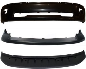 Front Bumper Cover for 2009-2012 Dodge Ram Full Size Pickup, Upper, Primed (Ready to Paint), 3-Piece Kit with Air Dam Bumper, Replacement