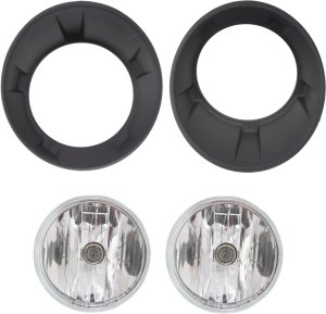 Fog Light Assembly for Chevrolet Camaro 2010-2013, Right (Passenger) and Left (Driver), 4-Piece Kit, Halogen, includes Fog Light Trim, Replacement