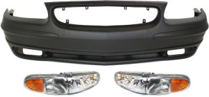 Headlight Kit for Buick Regal 1997-2004, Right (Passenger) and Left (Driver), Includes Bulbs and Bumper Cover, 3-Piece Replacement