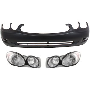 Headlight Assembly for Buick Allure/LaCrosse 2005-2007, Right (Passenger) and Left (Driver), Halogen, 3-Piece kit with Bumper Cover Replacement