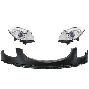 Headlight with Bulbs for Buick Enclave 2008-2012, Right (Passenger) and Left (Driver), 3-Piece Kit with Bumper Cover Replacement