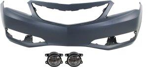 Front Bumper Cover for Acura ILX 2013-2015, 2-Piece Kit with Fog Lights, Replacement 