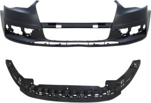 Front Bumper Cover 2-Piece Kit for Audi A3 2015-2016 with Lower Bumper Cover, Replacement