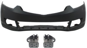 Front Bumper Cover for Acura TSX 2009-2010, 3-Piece Kit, Primed (Ready to Paint), with Bumper Brackets, Replacement