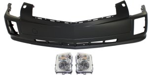 Front Bumper Cover Kit for 2004-2009 Cadillac SRX, 3-Piece with Fog Lights, Replacement