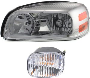 Headlight Assembly Kit for Buick Montana/Uplander 2005-2009, Left (Driver), Halogen, 2-Piece with Turn Signal Light, Replacement