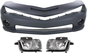 Front Bumper Cover for Chevrolet Camaro 2010-2013, 3-Piece Kit with Headlights, Replacement