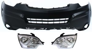 Headlight Assembly Kit for 2008-2010 Chevrolet Vue/Captiva Sport 2012-2014, Right (Passenger) and Left (Driver), Halogen, 3-Piece with Bumper Cover, Replacement