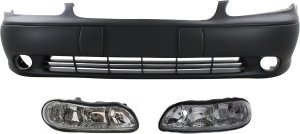 Front Bumper Cover for Chevrolet Malibu (1997-2003) and Classic (2004-2005), 3-Piece Kit with Headlights, Replacement