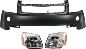 Headlight Assembly for 2007-2009 Chevrolet Equinox, Right (Passenger) and Left (Driver), 3-Piece Halogen Kit with Bumper Cover, Replacement