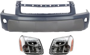 Headlight Assembly for 2005-2006 Chevrolet Equinox, Right (Passenger) and Left (Driver), Halogen, 3-Piece Kit with Bumper Cover, Replacement