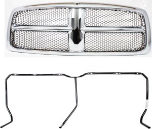 2-Piece Grille Kit for 2002-2005 Dodge Ram Full Size Pickup, New Body Style, Includes Grille Bracket, Replacement