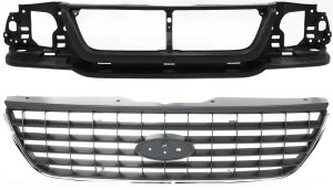 Header Panel for Ford Explorer 2002-2005, 2-Piece Kit with Grille, Replacement Part