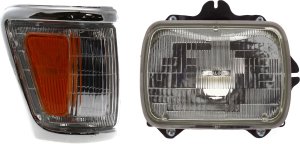 Headlight Assembly for 1992-1995 Toyota Pickup Right (Passenger) Side, Halogen, 2-Piece Kit with Corner Light, Replacement