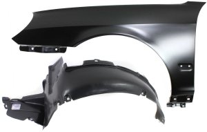 Front Left (Driver) Fender with Fender Liner for Hyundai Sonata 2002-2005, Set of 2, Replacement
