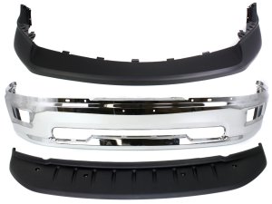 Front Bumper Cover for Dodge Ram Full Size Pickup 2009-2012, Upper, Textured 3-Piece Kit with Air DamBumper, Replacement