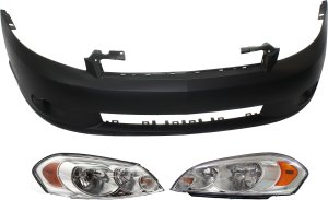 Front Bumper Cover for 2006-2007 Chevrolet Monte Carlo, 3-Piece Kit with Headlights, Replacement