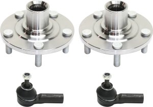 Front Hub Assembly Kit for Mitsubishi Lancer 2008-2017, Outlander 2007-2019, Outlander PHEV 2018-2020 with Right (Passenger) and Left (Driver) Ends, 4-Piece Kit with Tie Rod Ends, Replacement