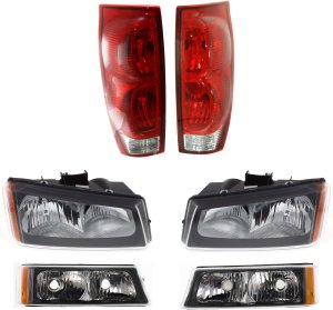 Tail Light and Headlight Kit for Chevrolet Avalanche 1500/2500 2003-2006, Right (Passenger) and Left (Driver), 6-Piece Set with Turn Signal Lights, Replacement
