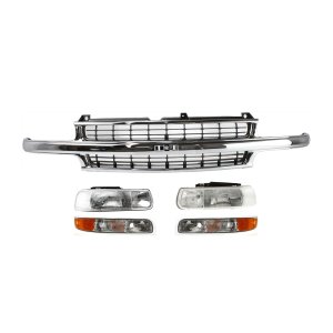 Grille Kit for Chevrolet Silverado 1999-2002/Tahoe 2000-2006, 5-Piece Set with Headlights and Parking Lights, Replacement