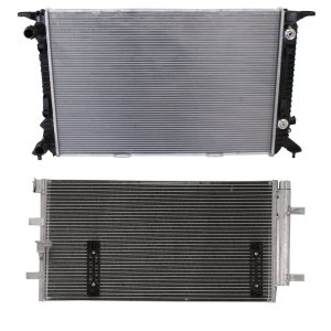 Aluminum Core Radiator Kit for Audi A4/A4 Quattro 2009-2016, 4 Cylinder, 2.0L Engine, with Air Conditioning Condenser Replacement