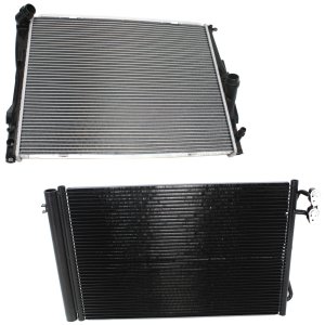 Radiator Kit for BMW 328I (2007-2013) & 328I XDRIVE (2009-2013), Auto Transmission, Aluminum Core, 6 Cylinder, 3.0L Engine, with Air Conditioner Condenser Replacement