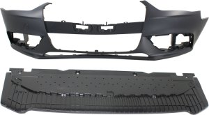 Front Bumper Cover for Audi A4/A4 Quattro 2013-2016, 2-Piece Kit with Valance, Replacement