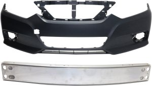 Front Bumper Cover for 2016-2018 Nissan Altima, Primed (Ready to Paint) 2-Piece Kit with Bumper Reinforcement, Replacement