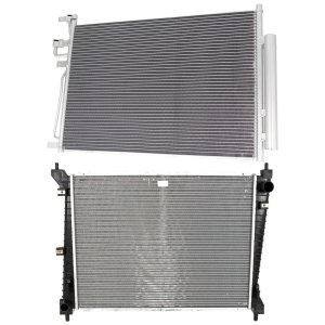 Radiator Kit with A/C Condenser for Saturn Captiva Sport (2012-2015), Vue (2008-2010), Aluminum Core, Compatible with 4/6 Cylinder 2.4L/3.0L/3.5L Engines, Replacement
