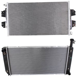Radiator Kit for Chevrolet Express 2500/3500 2004-2019, Aluminum Core, for 6/8 Cylinder 4.3L/4.8L/6.0L Engine, with Air Conditioning Condenser Replacement