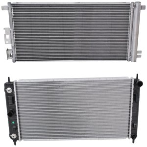 Radiator Kit for Chevrolet G6 2006-2010 / Malibu 2008-2012, 4/6 Cylinder, 2.4L/3.6L Engine, Aluminum Core with Air Conditioning Condenser Replacement