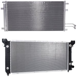 Radiator Kit for Chevrolet Silverado 1500 2014-2018 / Escalade ESV 2015-2019, Aluminum Core, 8 Cylinder, 5.3L/6.2L Engine, with Air Conditioning Condenser Replacement