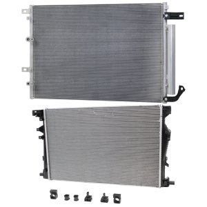 Radiator Kit for Jeep Chrysler 200, 2015-2017, Aluminum Core, Fits Both 4 and 6 Cylinder, 2.4 Liter and 3.6 Liter Engine, with Air Conditioning Condenser - Replacement