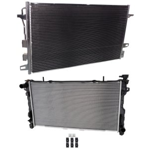 Radiator Kit for 2005-2007 Chrysler Town & Country/Caravan/Grand Caravan, Aluminum Core, 6 Cylinder, 3.3L/3.8L Engine, with Air Conditioning Condenser Replacement