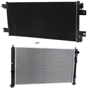 Radiator Kit for 2007-2017 Chrysler Compass/Patriot - Manual Transmission, Aluminum Core, 4/6 Cylinder, 1.8L/2.0L/2.4L Engine, with Air Conditioning Condenser Replacement