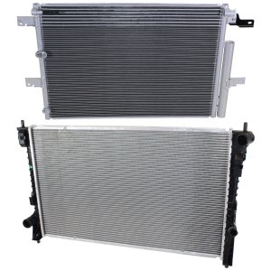 Radiator Kit for Ford MKX/Edge 2011-2013, Aluminum Core, 6 Cylinder, 3.5L/3.7L Engine with Air Conditioning Condenser, Replacement