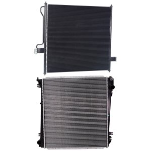 Aluminum Core Radiator Kit for 2002-2005 Ford Explorer/Mountaineer, 6/8 Cylinder, 4.0L/4.6L Engine, with Air Conditioning Condenser Replacement