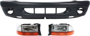 Headlight Assembly Kit for 2001-2002 Dodge Dakota/Durango, Right (Passenger) and Left (Driver), Halogen, 3-Piece with Bumper Cover, Replacement