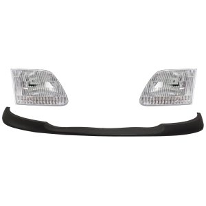 Headlight Assembly for Ford F-150 1999-2003 / F-150 Heritage 2004-2004, Right (Passenger) and Left (Driver), 4-Piece kit, Halogen, with Bumper Trim, Replacement