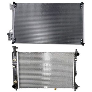 Radiator Kit for 1998-2004 Ford Mustang, Aluminum Core, 6 Cylinder, 3.8 Liter Engine, with Air Conditioning Condenser Replacement