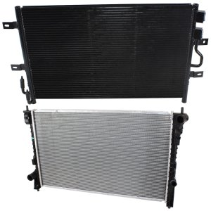 Radiator Kit for 2010-2012 Ford Taurus, Aluminum Core, Suitable for 6 Cylinder, 3.5 Liter Engine with Air Conditioning Condenser, Replacement