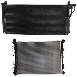 Radiator Kit for Hyundai Azera 2006-2011/Sonata 2006-2010, Aluminum Core, Fit 4/6 Cylinder, 2.4L/2.7L/3.3L Engine, Comes with A/C Condenser, Replacement