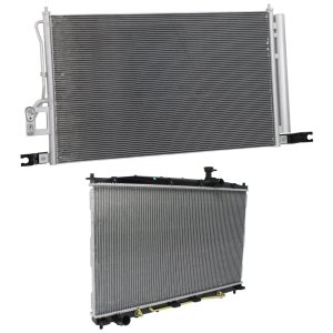 Radiator Kit for 2007-2009 Hyundai Santa Fe, Aluminum Core, Suitable for 6 Cylinder, 2.7L/3.3L Engine, Includes A/C Condenser, Replacement