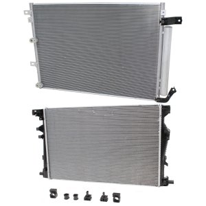 Radiator Kit for Jeep Cherokee 2014-2018, Aluminum Core, Suitable for 4/6 Cylinder, 2.4L/3.2L Engine, Includes Air Conditioning Condenser Replacement