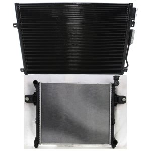 Aluminum Core Radiator Kit for Jeep Grand Cherokee (2005-2010) and Commander (2006-2010), Suitable for 3.7L/4.7L/5.7L, 6/8 Cylinder Engines, with Air Conditioner Condenser Replacement