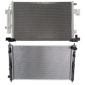 Radiator Kit for Mitsubishi Lancer 2008-2014/Outlander 2008-2013, Aluminum Core, for 4/6 Cylinder, 2.0L/2.4L/3.0L Engine, with Air Conditioning Condenser Replacement