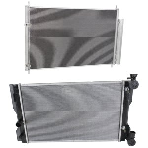 Radiator Kit for Toyota Corolla 2009-2017 / Matrix 2009-2014, Automatic Transmission, Aluminum Core, 4 Cylinder, 1.8L Engine, with Air Conditioning Condenser Replacement