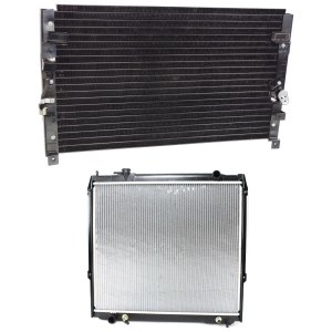 Radiator Kit for TOYOTA TACOMA 1998-2004, Automatic Transmission, Aluminum Core, 4/6 Cylinder, 2.4L/2.7L/3.4L Engine, with Air Conditioning Condenser, Replacement