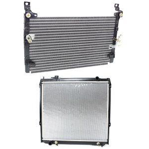 Radiator Kit for 1995-1997 Toyota Tacoma, Auto Transmission, Aluminum Core, for 4/6 Cylinder 2.4L/2.7L/3.4L Engine Models with Air Conditioning Condenser, Replacement